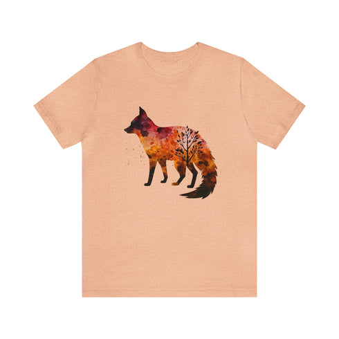 Autumn Fox Silhouette - Short Sleeve Tee Heather Peach